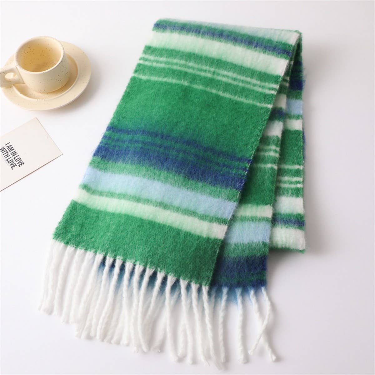 Color Stripe Fluffy Tassel Scarf For Winter_Cwasc2760