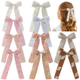 Childrens Ribbon Bow Embroidered Hairpin