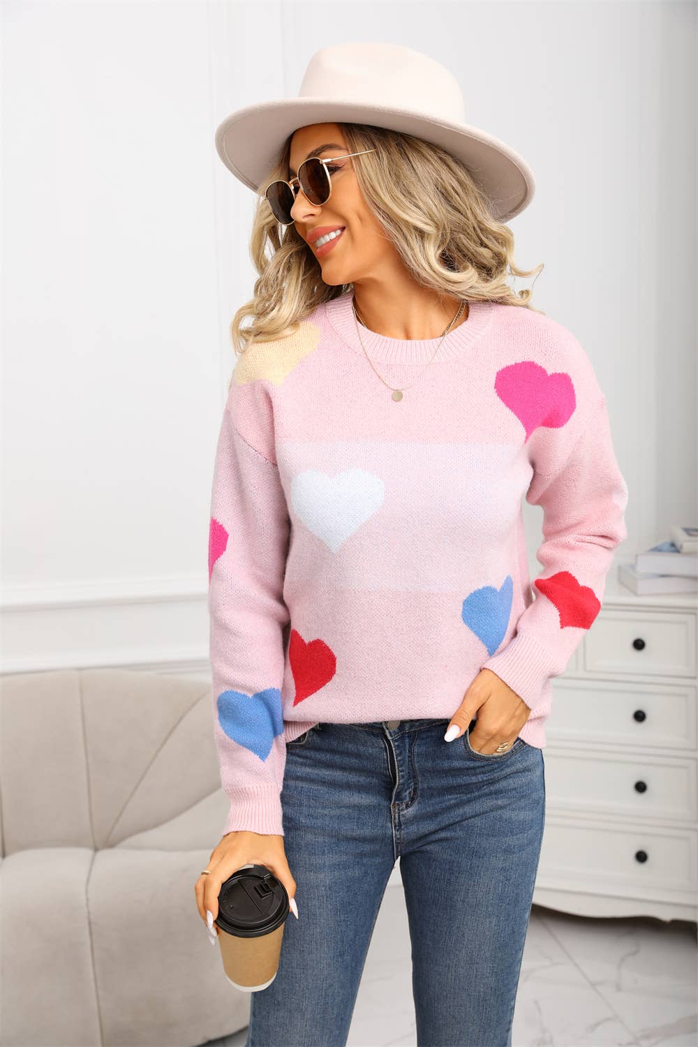 Valentines Day Small Heart Pullover Sweater