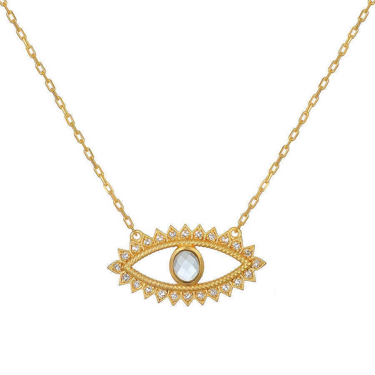SUN AND MOON DOUBLE LAYERED EVIL EYE NECKLACE_CWMM5694