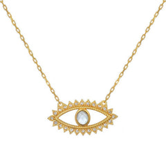 SUN AND MOON DOUBLE LAYERED EVIL EYE NECKLACE_CWMM5694