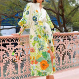 Stand Collar Single Breasted Long Dress