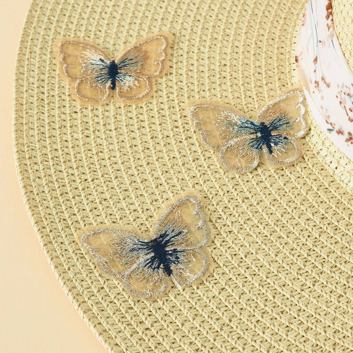 NEW BUTTERFLY PATTERN STRAPPY DOME STRAW HAT_CWAH1435