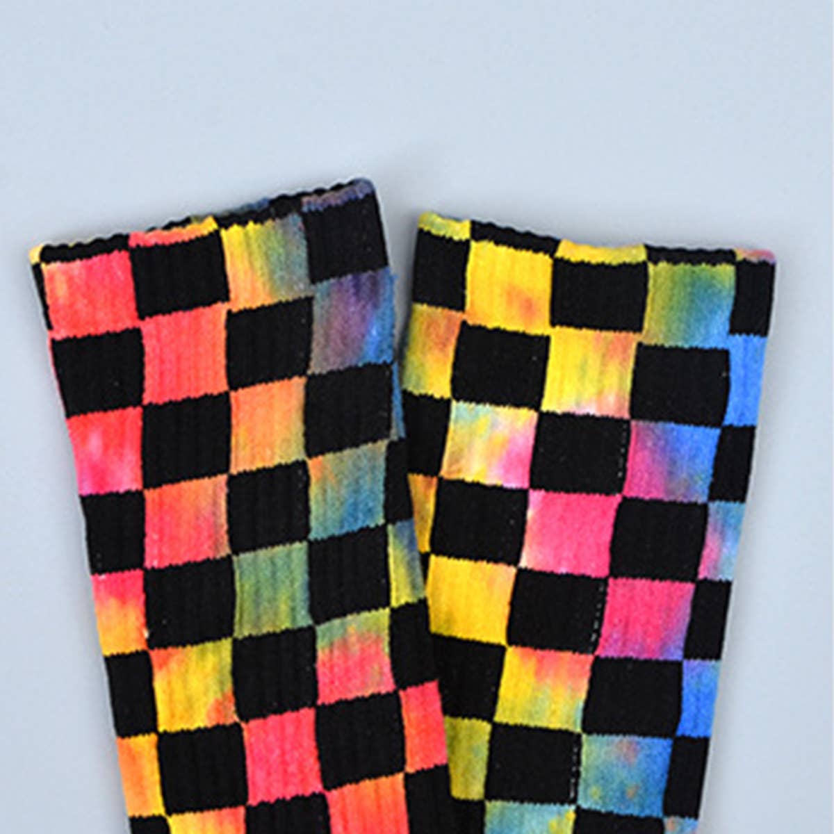 FASHION TIE DYED CHECKERED SOCKS_CWMS0265
