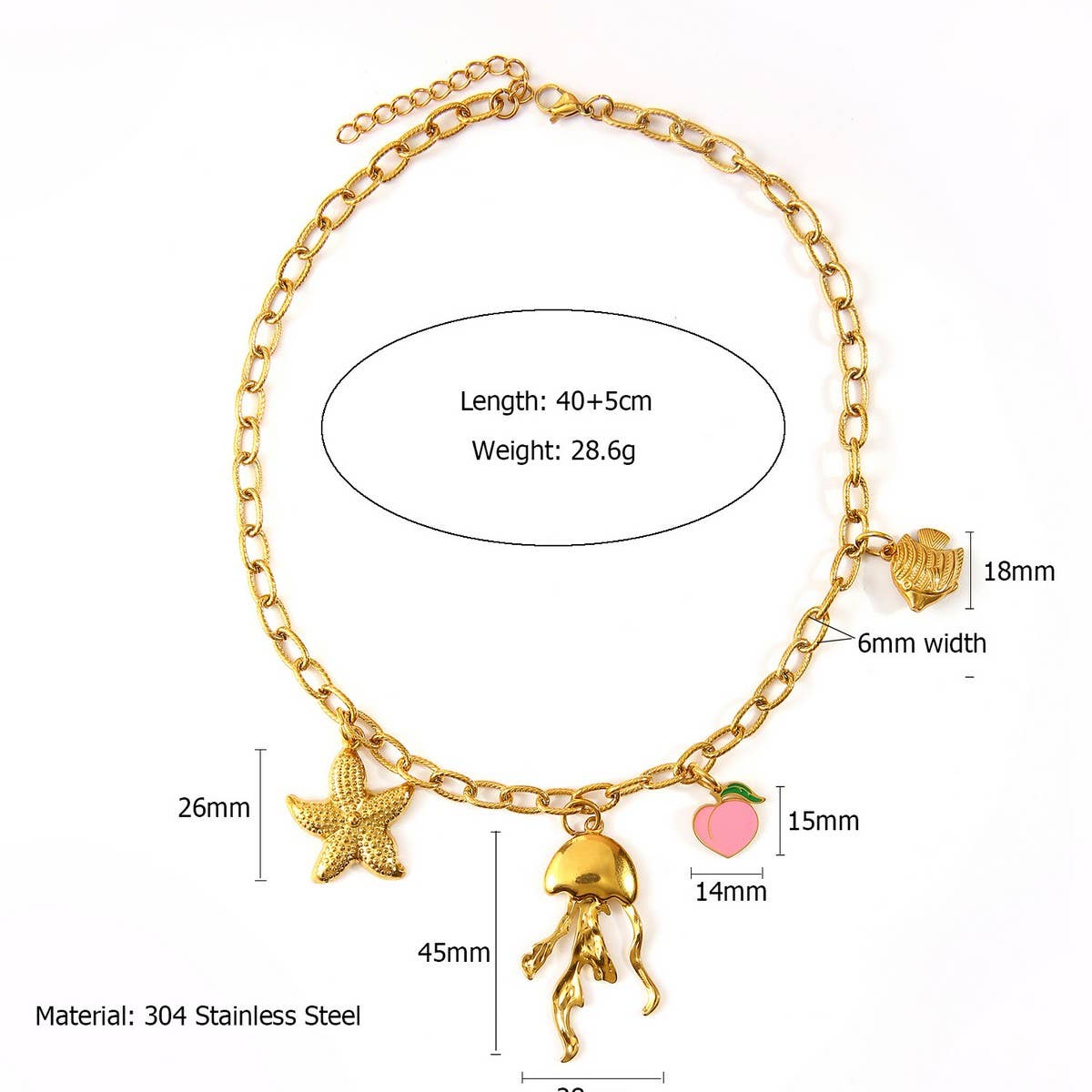 ORIGINAL STEEL OCEAN NECKLACE WITH ENAMEL PENDANT_CWMM8846