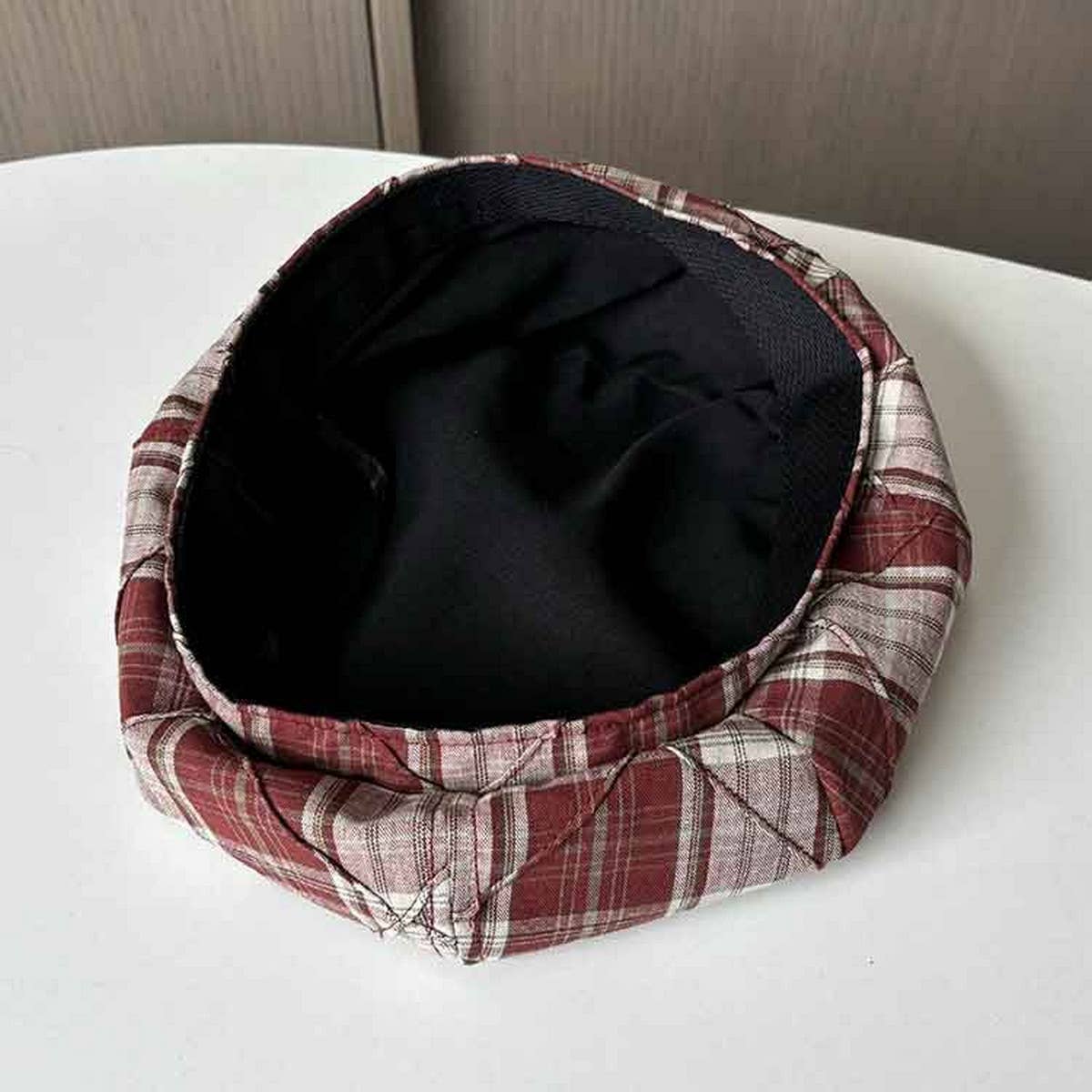 CONTRAST COLOR SIMPLE CHECK BERET_CWAB2906