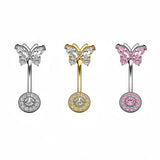 COPPER CZ BUTTERFLY BELLY RING PIERCING_CWMM9240