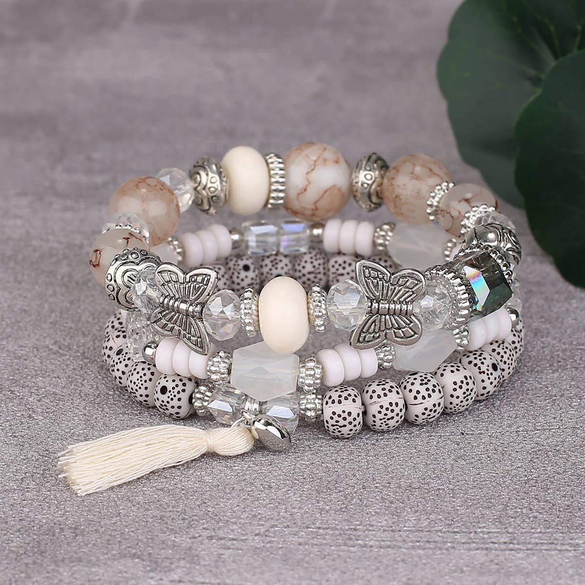 BUTTERFLY TASSEL PENDANT MULTI LAYER BRACELET_CWAHA2476