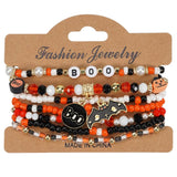Cwaje05704_Halloween Skull Pumpkin Ghost Beaded Bracelet