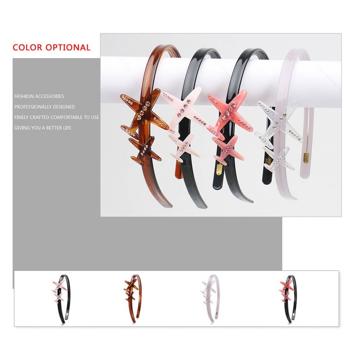 CUTE AIRPLANE DESIGN HEADBAND WITH DIAMONDS_CWAHA4373