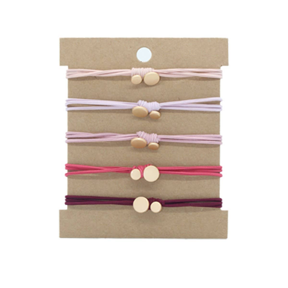 5 CARD MOUNTED GRADIENT SIMPLE HAIR SCRUNCHIES_CWAHA2722