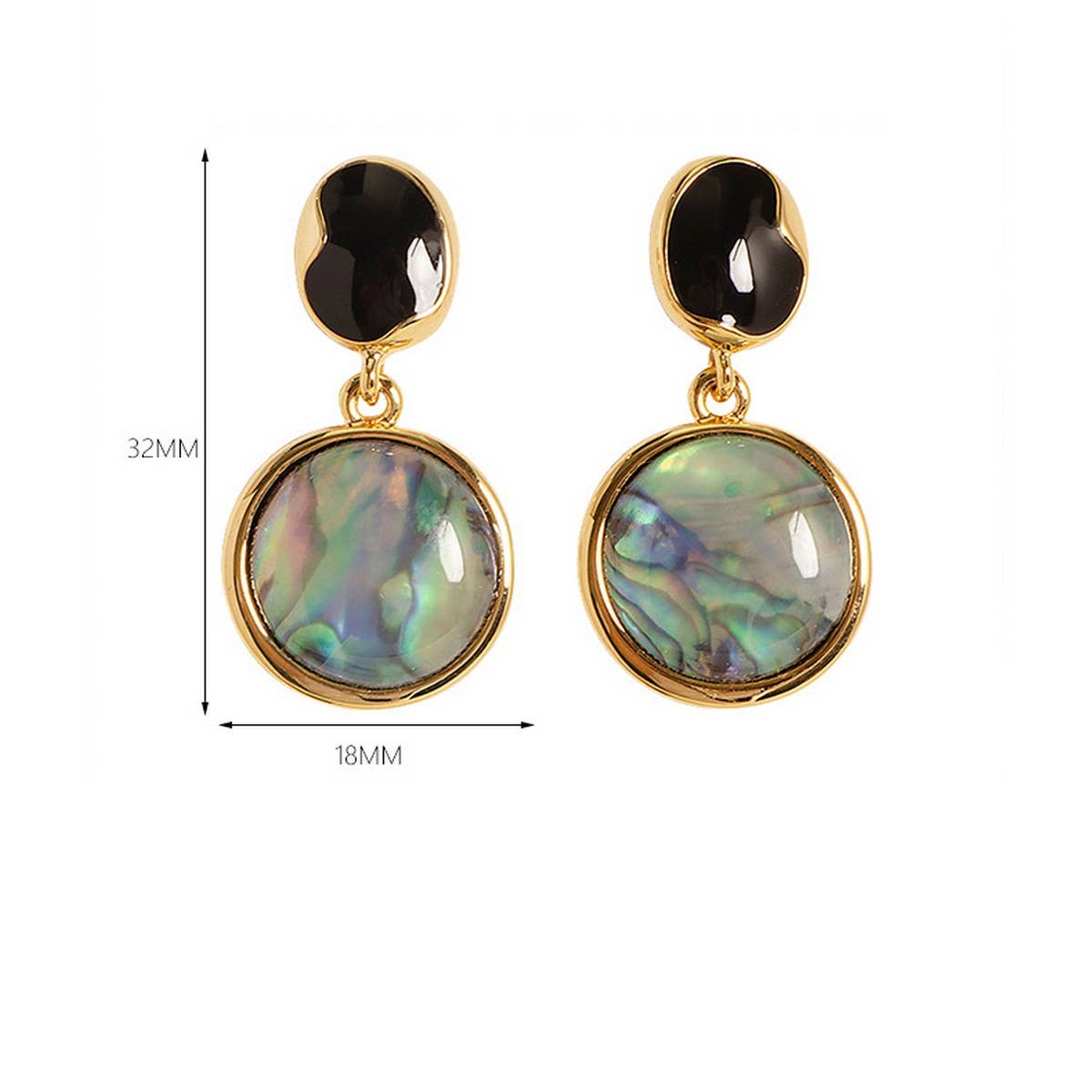 SIMPLE ABALONE EARRINGS SILVER NEEDLE EARRINGS_CWMM4289