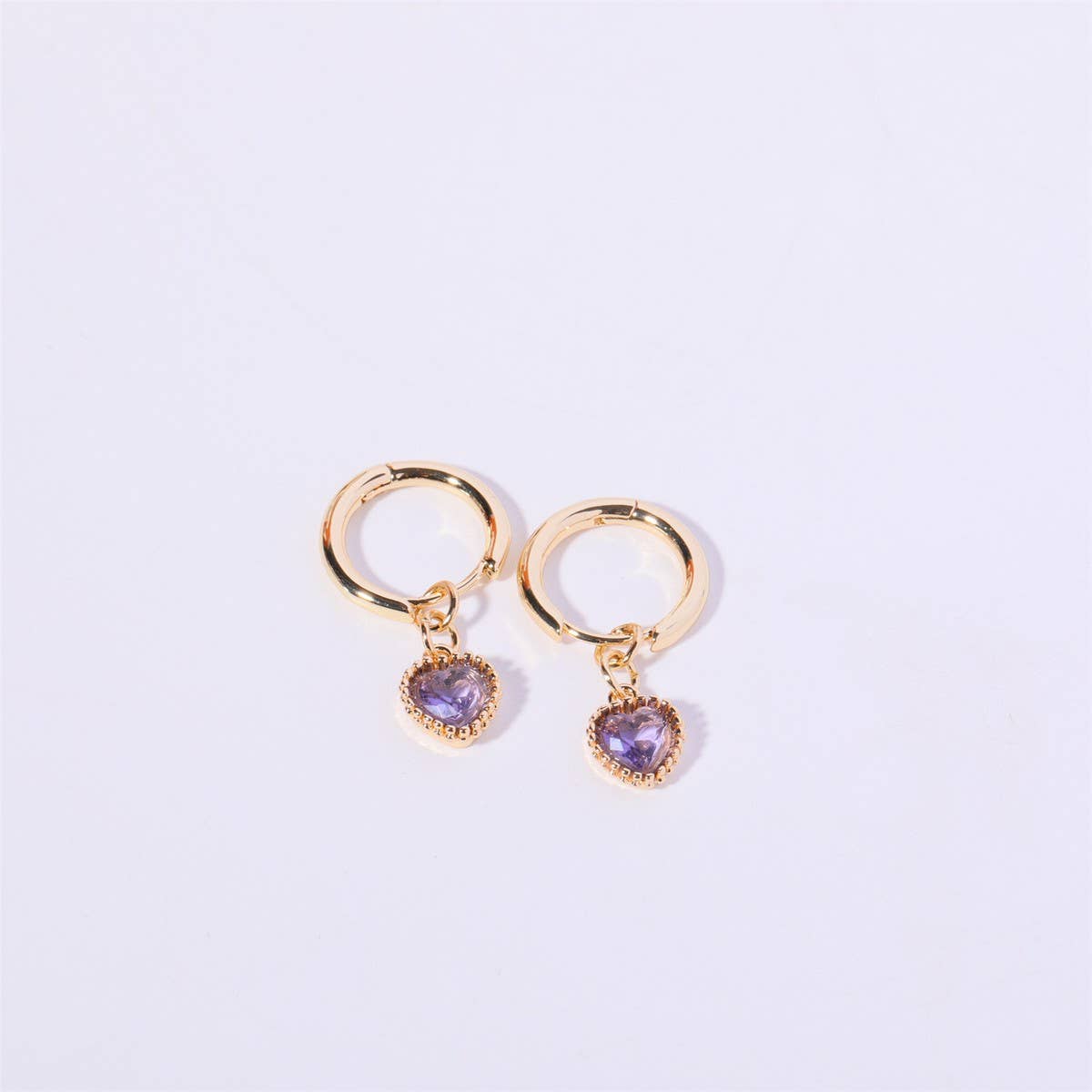FASHIONABLE HEART BIRTHSTONE EARRINGS_CWMM5350