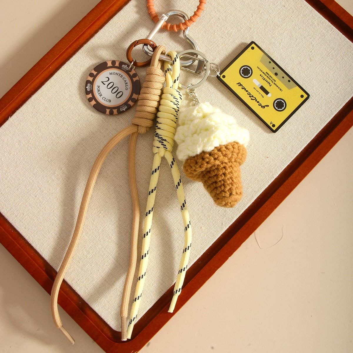 CREATIVE ICE CREAM KEYCHAIN WITH BRAIDED CORD_CWMM7647