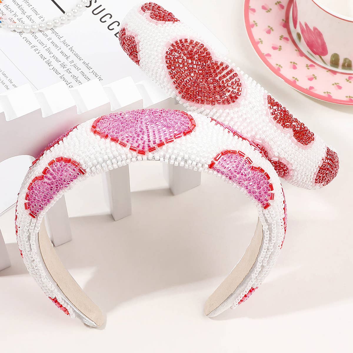 FULL DIAMOND RICE BEAD HEART HEADBAND_CWAHA2828