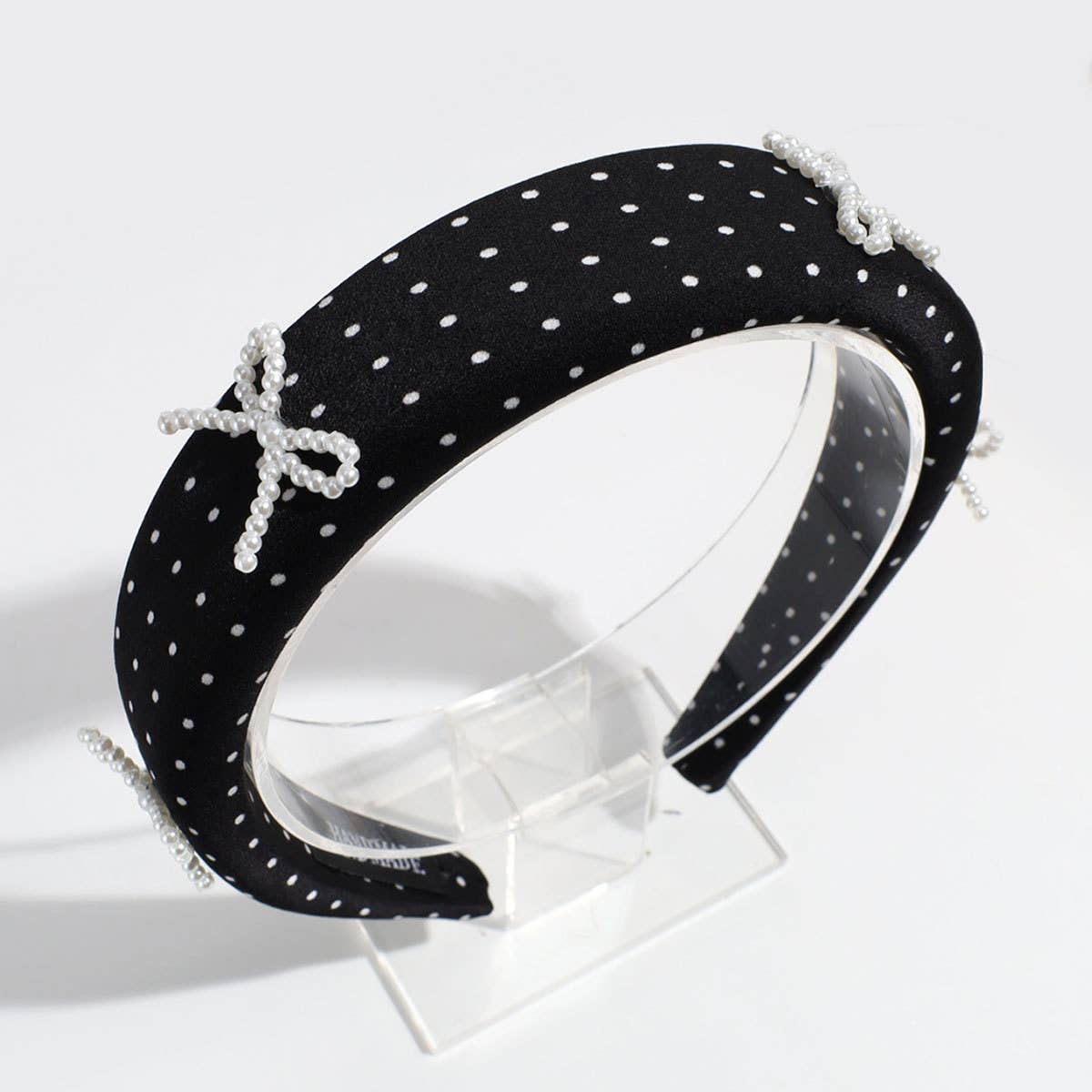 FASHIONABLE AND SIMPLE PEARL BOW DOT HEADBAND_CWAHA2248