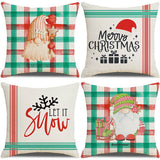CARTOON RED AND GREEN PLAID CHRISTMAS PILLOWCASE_CWMM1401