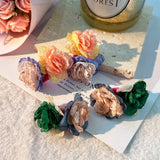 FABRIC FLOWER C SHAPED STUD EARRINGS FRESH STYLE_CWMM6183