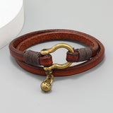 CREATIVE RETRO TWO CIRCLE MENS LEATHER BRACELET_CWMM4507