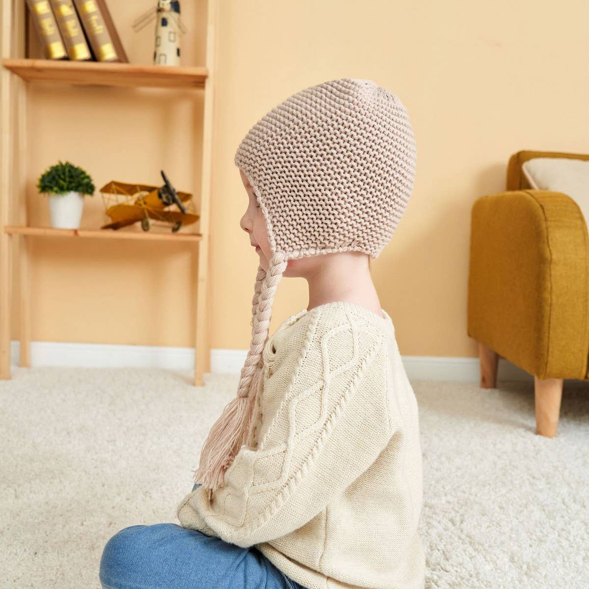 NEW SOLID COLOR BABY WARM WOOL BALL KNITTED HAT_CWAH1745