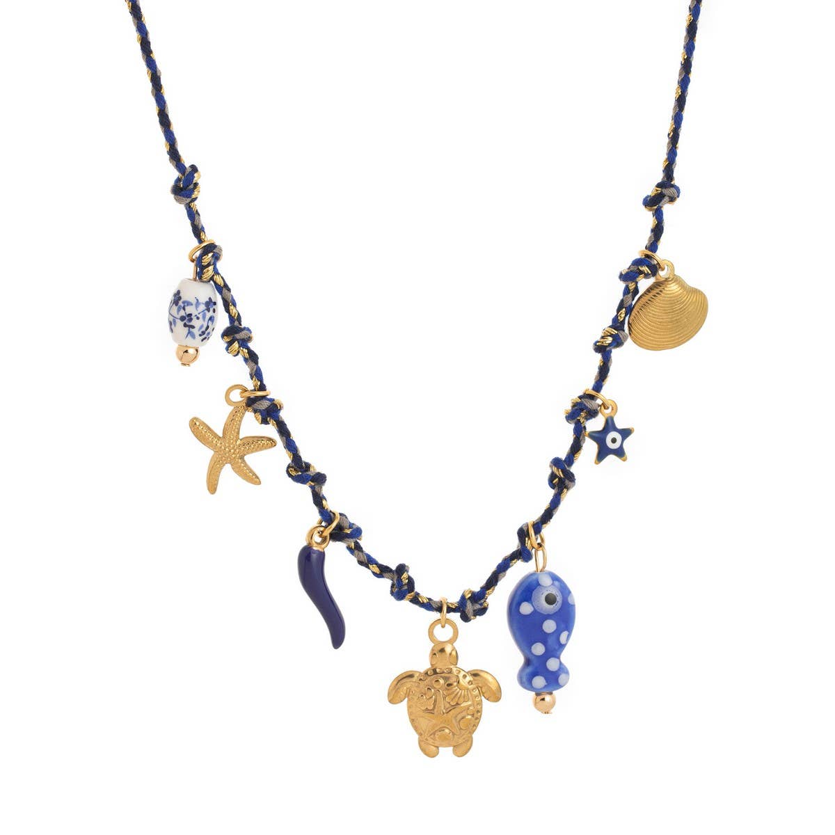 Unique Rope Chain Necklace Lotus Feather Elephant_Cwaje05663