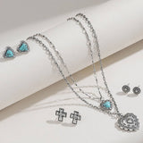 NEW STACKING HEART PEACH NECKLACE EARRINGS SET_CWAJE2917