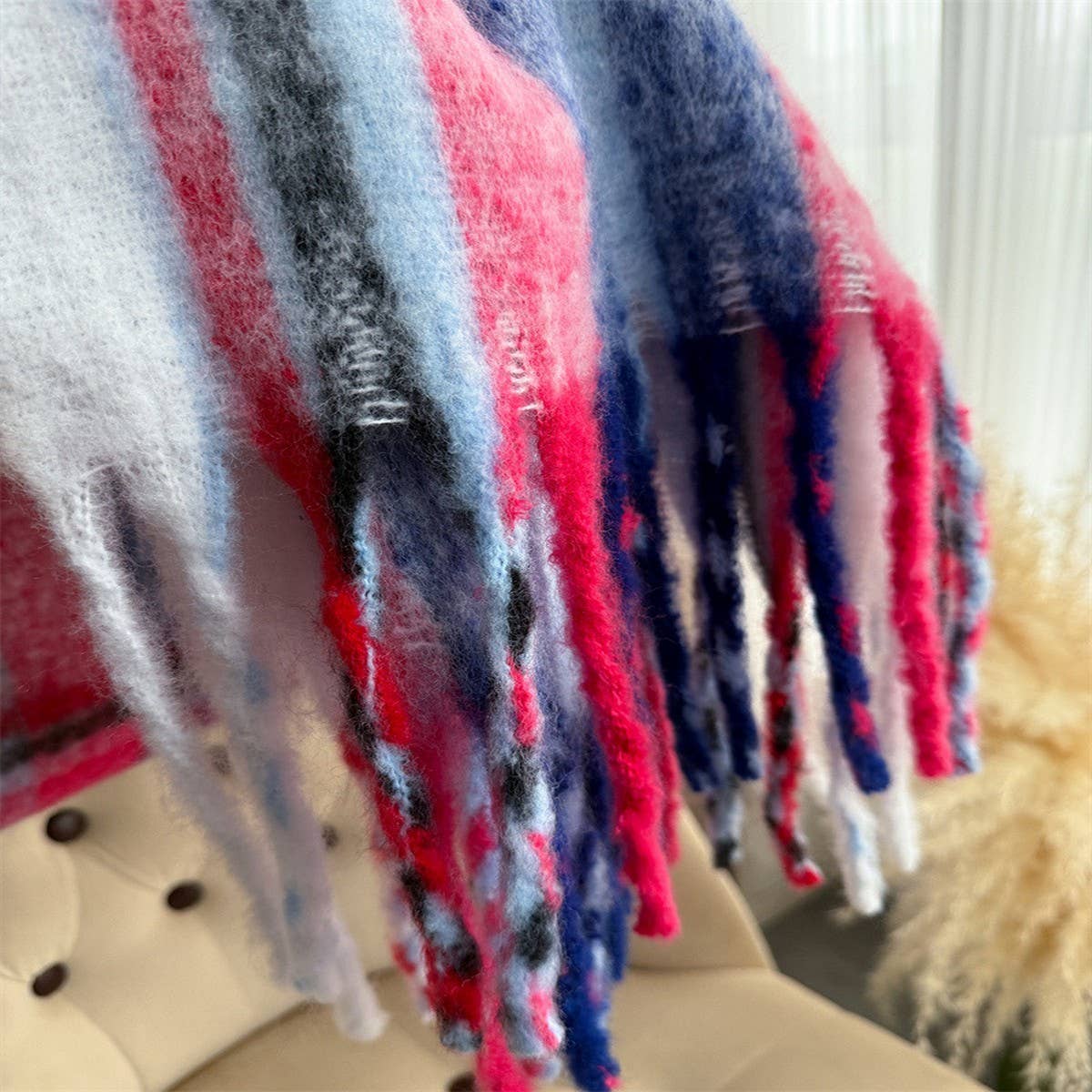 Rainbow Mohair Plaid Scarf Women Winter Wrap_Cwasc03465