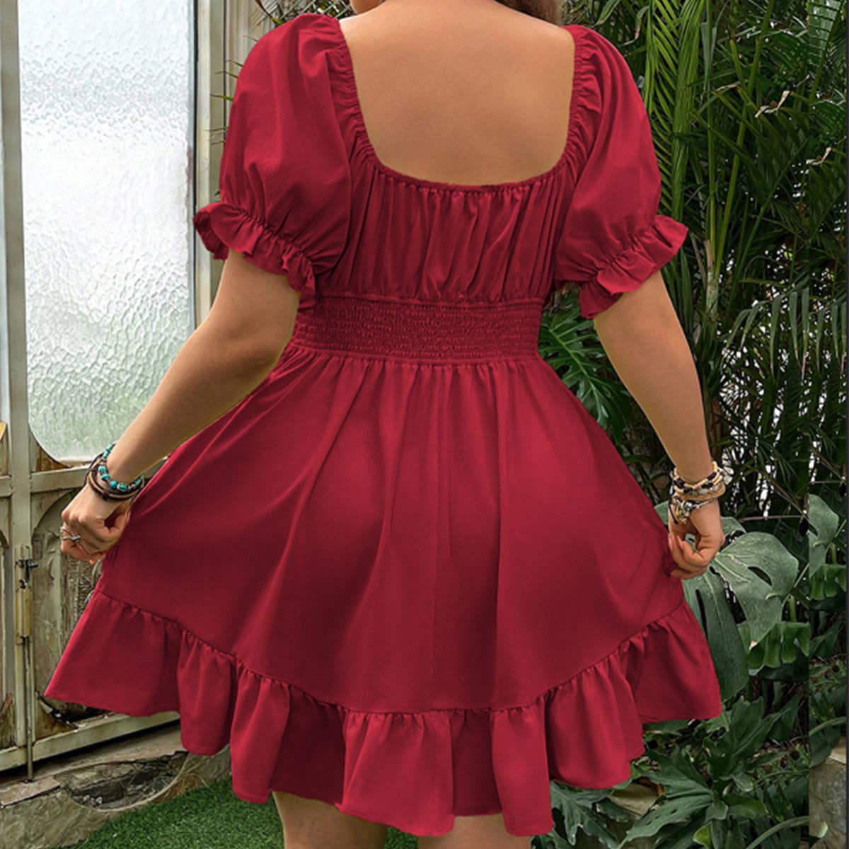 BURGUNDY A LINE DRESS FRESH SWEET SUMMER LOOK_CWDSD8519