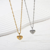 18K STAINLESS STEEL TEXTURED HEART NECKLACE_CWMM8889