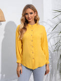Womens  Solid Color Long Sleeve Casual  Shirt