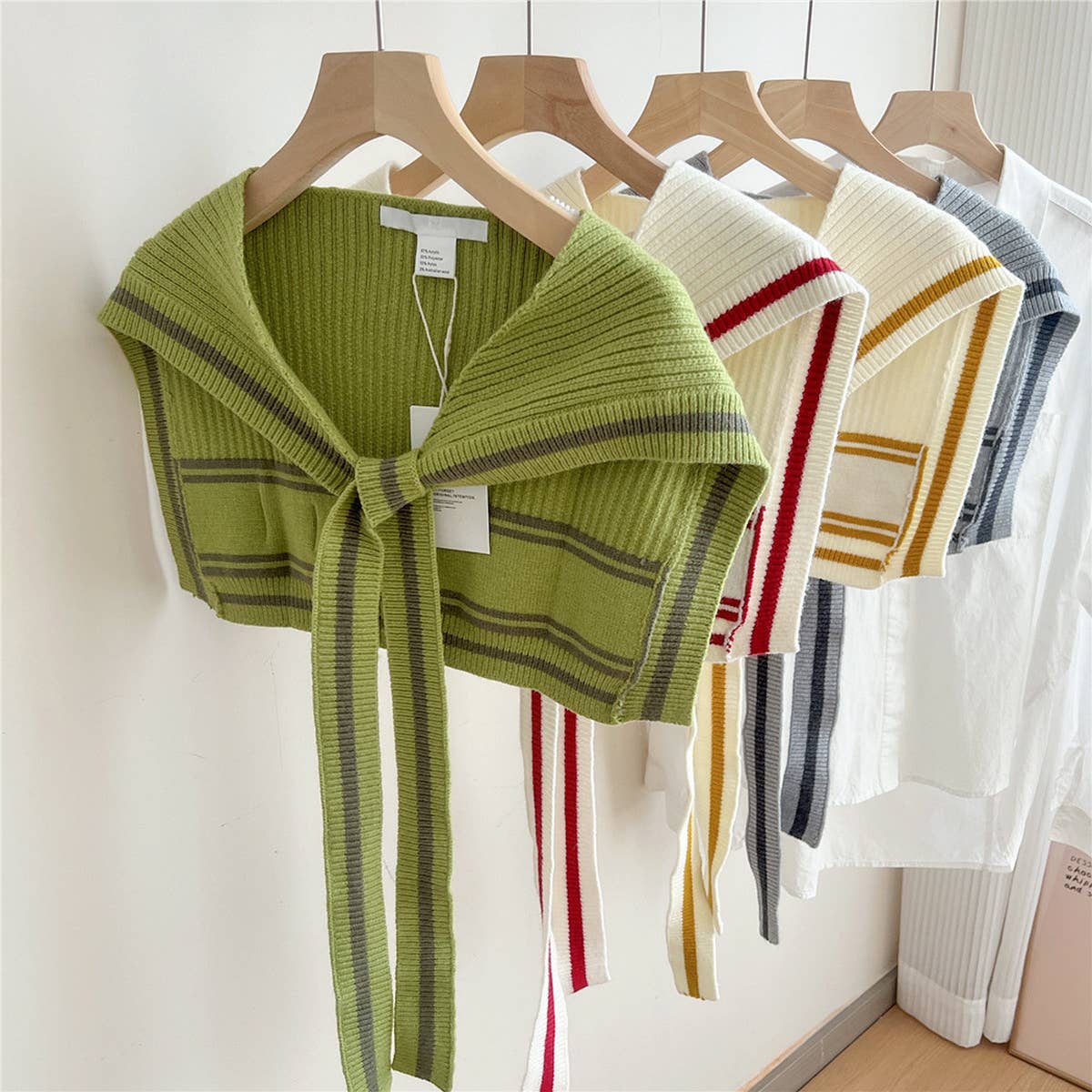 KNIT KNOT SHAWL STRIPED COLLAR WRAP FOR WOMEN_CWASC0848