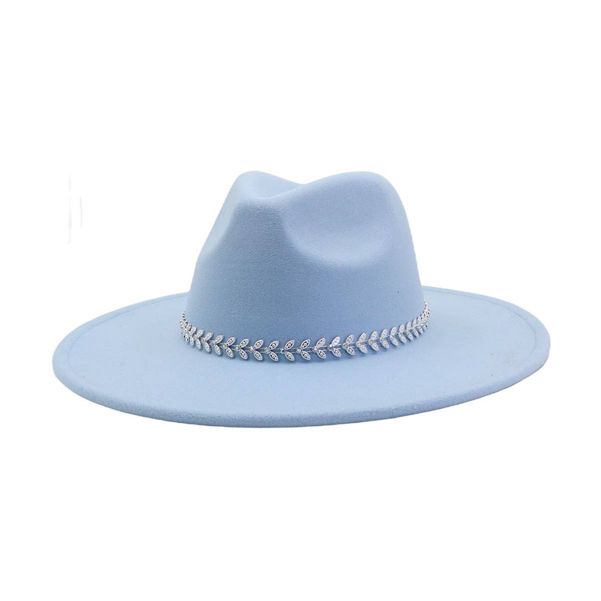 Unisex Wool Fedora Hat Ethnic Flat Brim Style_Cwah04387