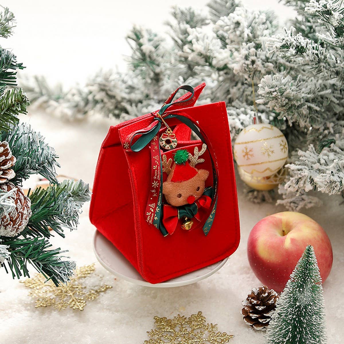 Felt Xmas Apple Bag Gift Box Tote Pouch_Cwmm10578