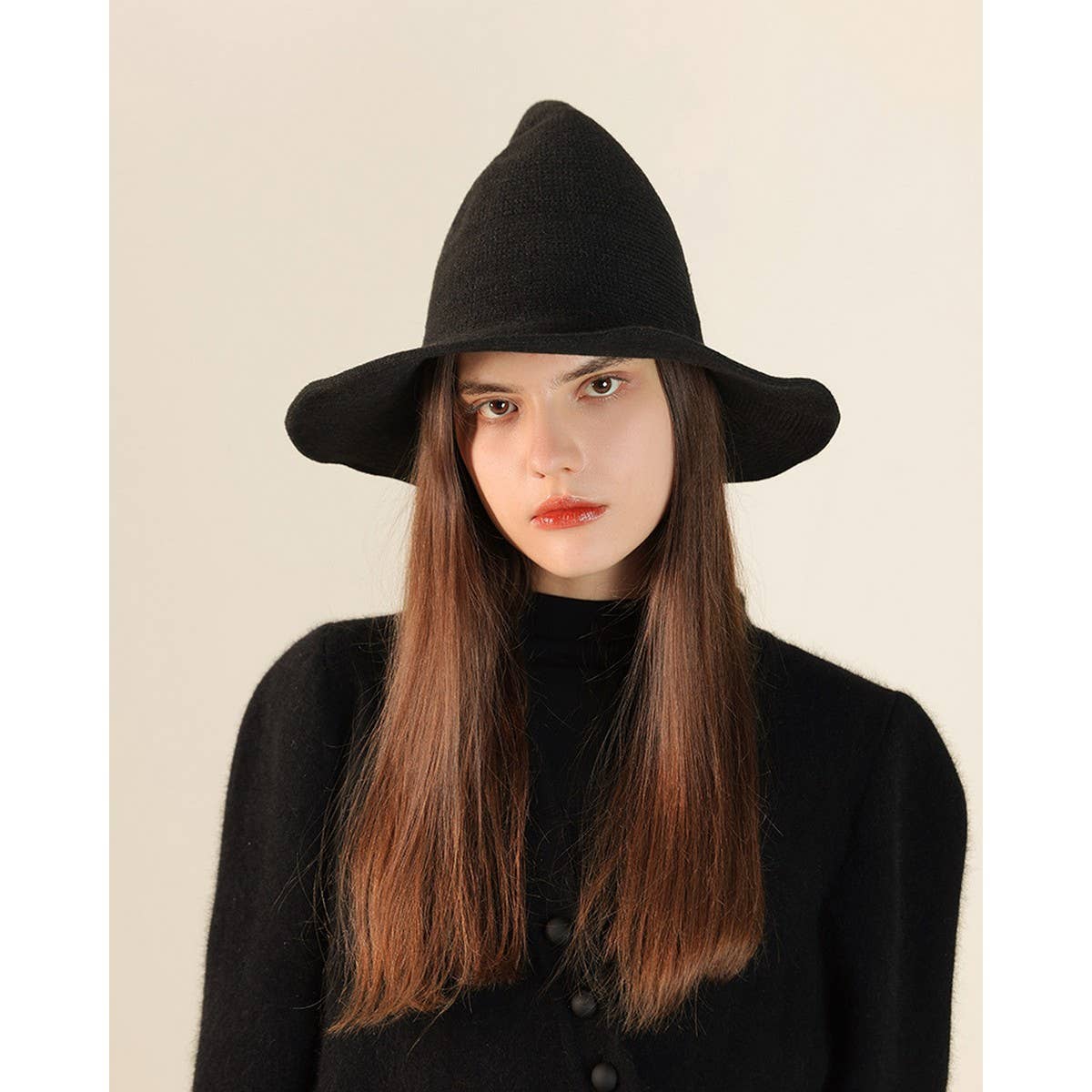 Cwah1676_Regular Foldable Knitted Halloween Witch Hat