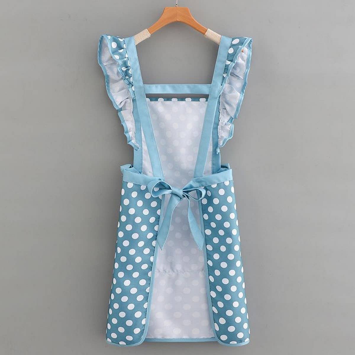 CUTE DOTS PRINTED BOW DECORATED APRONS WITH POCKETS_CWMM2051