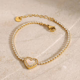 HEART FULL ZIRCON BRACELET IN TITANIUM STEEL_CWAJE4871