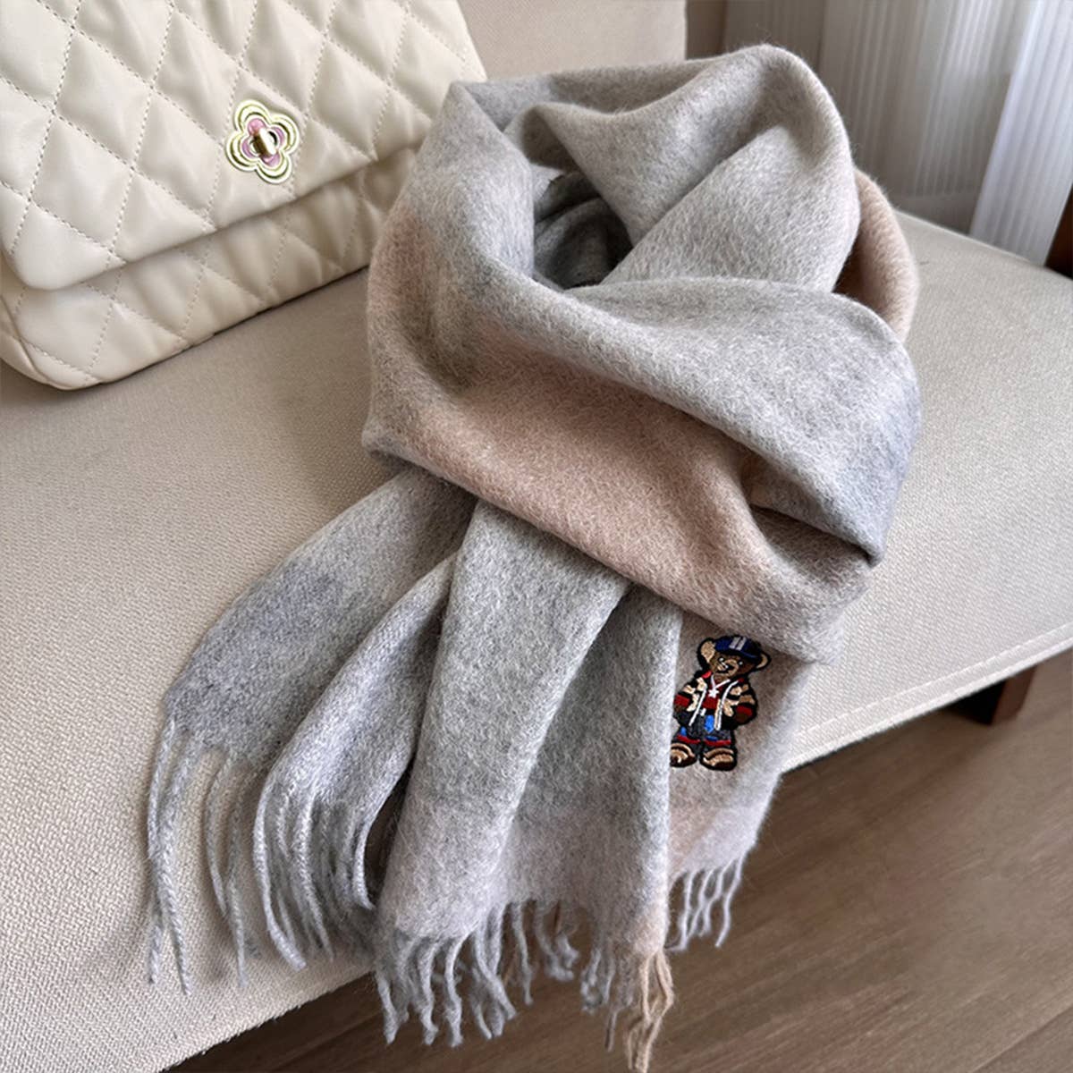 BRITISH PLAID BEAR SCARF UNISEX WINTER WARM WRAP_CWASC1496