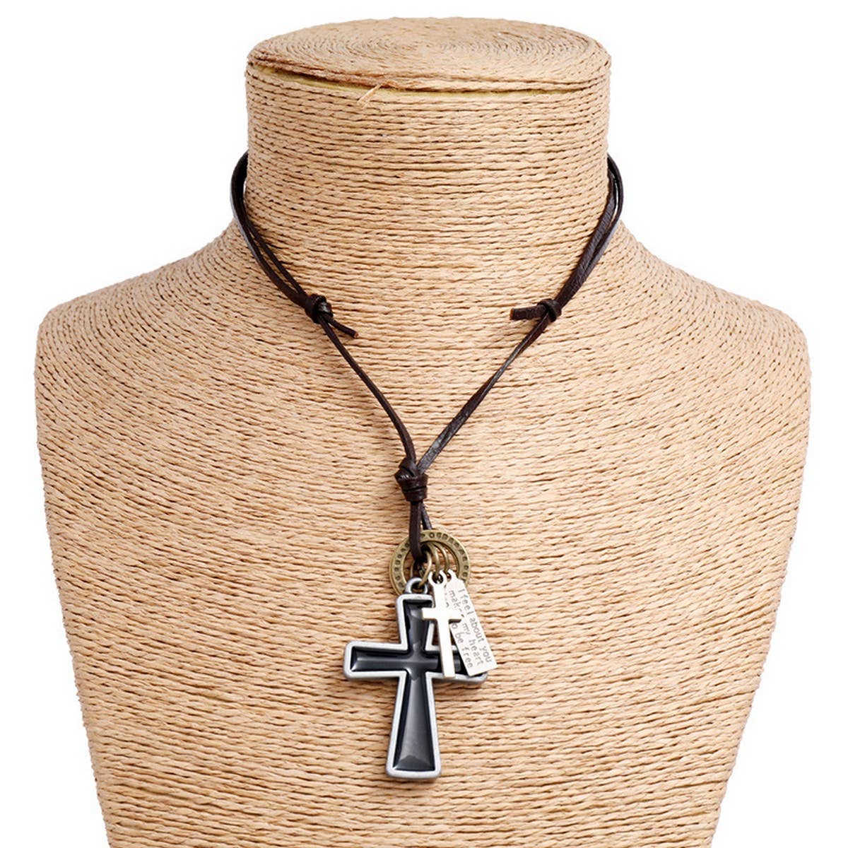 BLACK OIL DRIP PERSONALITY LONG COWHIDE NECKLACE_CWMM4594