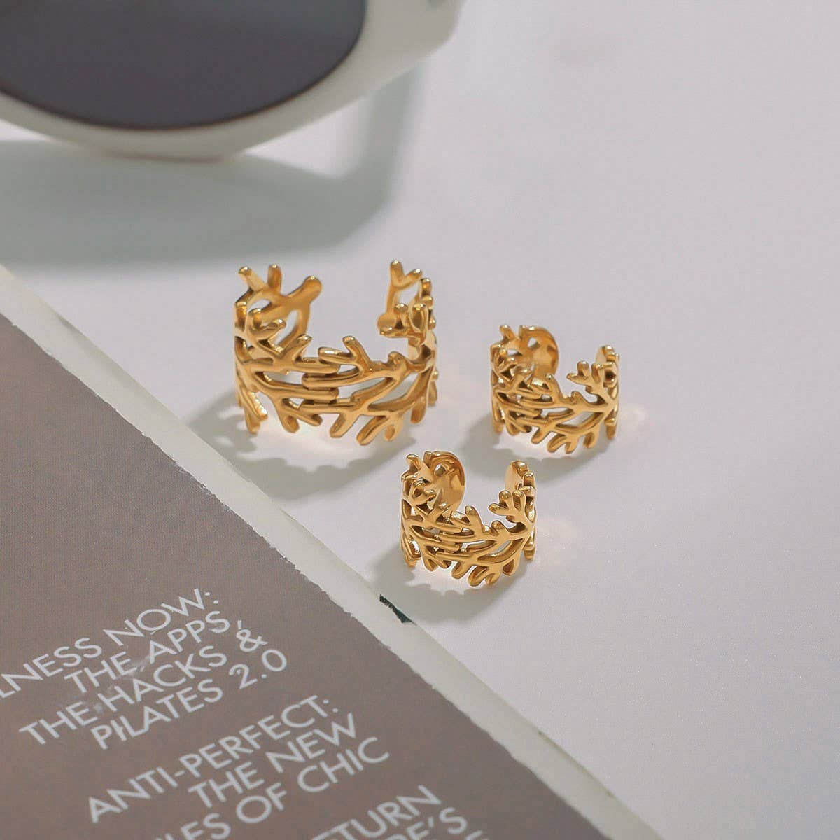 Vintage 18K Gold Hammered Branch Cuff Bracelet