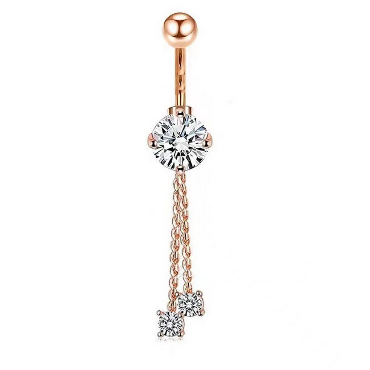 LONG CHAIN CZ BELLY RING WITH COPPER PIERCING_CWMM9232