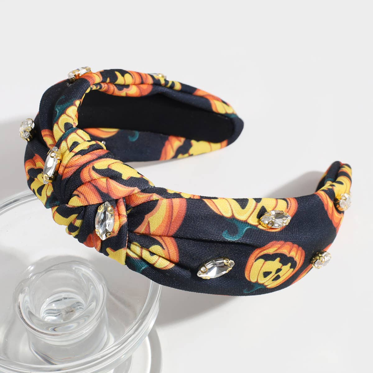 Vintage Rhinestone Skull Knotted Headband