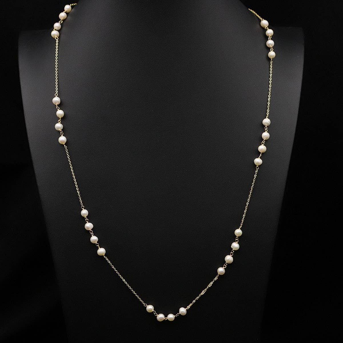 Womens High-End Splicing Long Pearl Necklace
