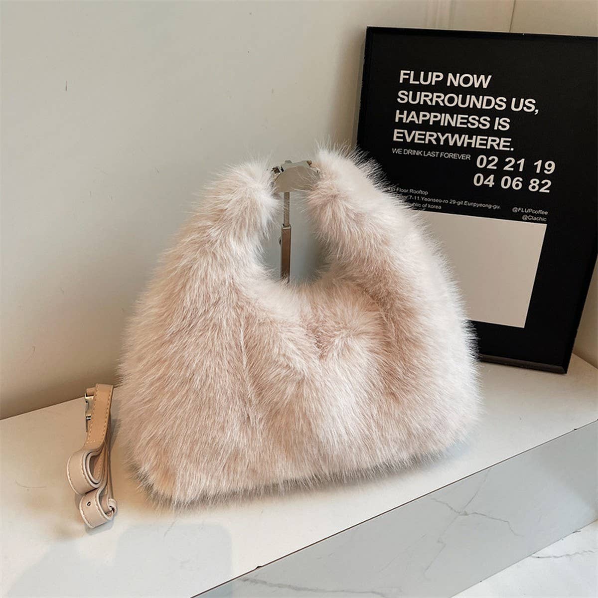 Winter Faux Fox Fur Plush Shoulder Crossbody Bag_Cwab3976