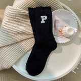 AUTUMN AND WINTER WARM LETTER P MID TUBE SOCKS_CWMS1059
