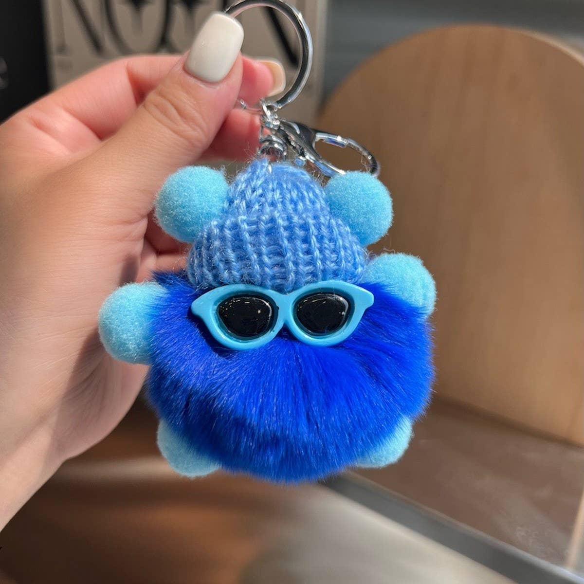 CUTE RABBIT FUR BRIQUETTES CAR KEYCHAIN PENDANT_CWMM2480