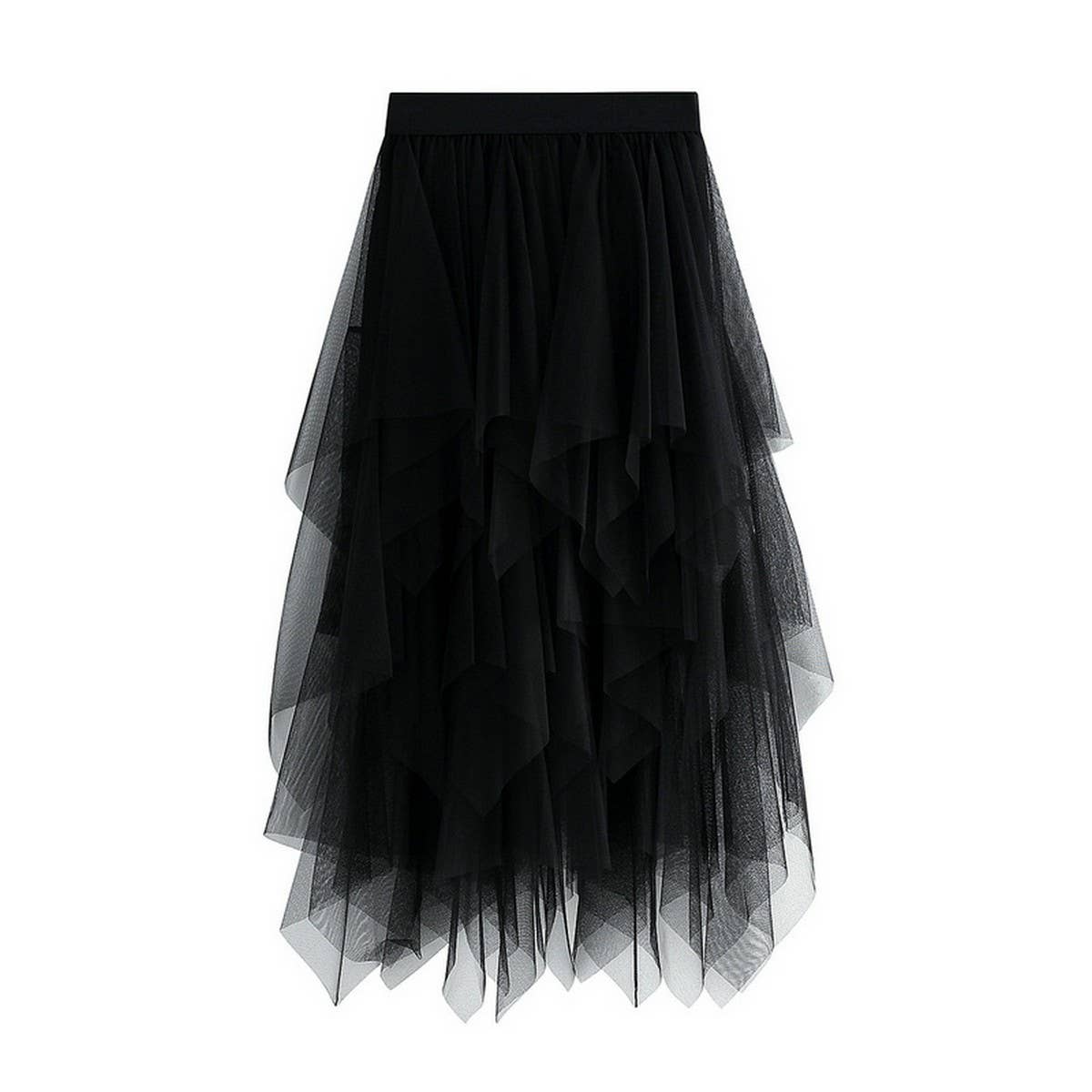 ASYMMETRICAL TULLE HIGH WAIST MIDI SKIRT_CWBMS0398