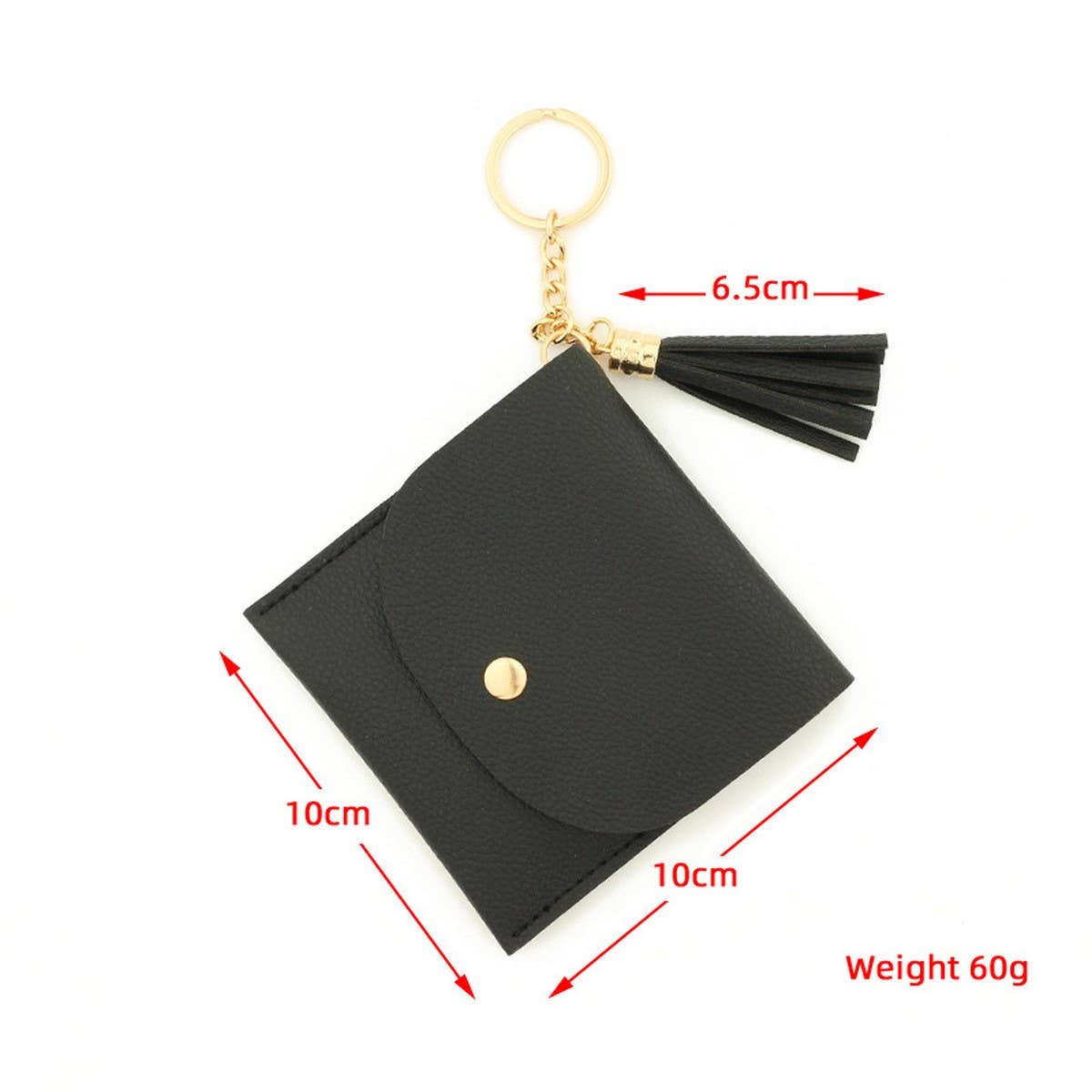 SOLID PU CARD WALLET WITH TASSEL KEYCHAIN_CWAB4965