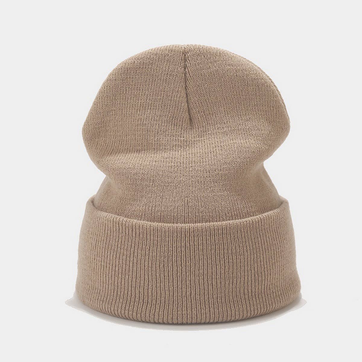 SOLID COLOR KNITTED HAT WITH CUFFS_CWAH1578