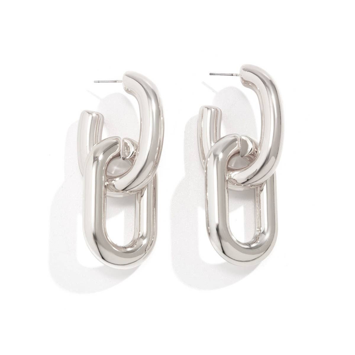 METAL WIND CIRCULAR RING THICK CHAIN EARRINGS_CWAJE1153