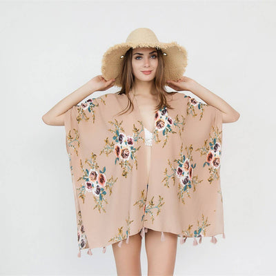 FLORAL PRINT FRONT OPEN KIMONO FOR SUMMER WOMENS_CWASC0783
